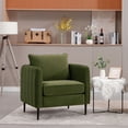 thumbnail image 5 of Velvet Comfy Single Sofa Chair in  Mid-Century Modern Armchair with 1 Pillow and Metal Legs for Living Room Office, 5 of 17