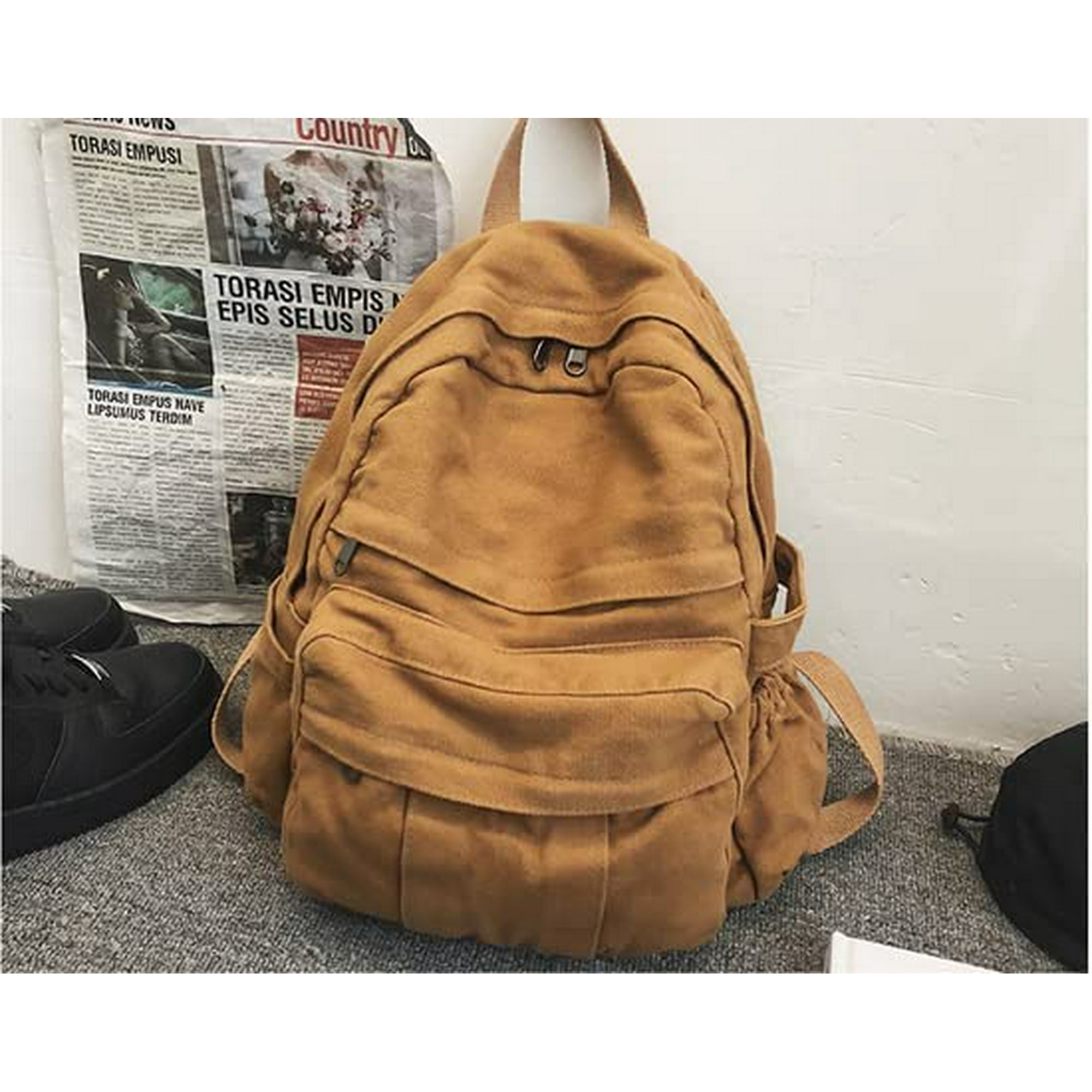 Mini Boho Canvas Backpack Vintage College School Backpack Women Student Bookbag Fairy Grunge Aesthetic Hippie Y2K Backpack Green Walmart