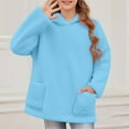 thumbnail image 6 of Ecqkame Girls Double Sided Velvet Hoodies Winter Thickened Warm Hooded Long Sleeved Fleece Sweatshirts with Pockets 4-15 Years Blue 7 Year, 6 of 9