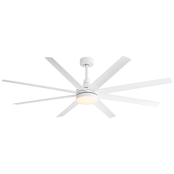 ALKAFY 72 inch Matte White 8-Blade Ceiling Fan with Remote, Reversible DC Motor for Living Rooms & Bedrooms