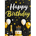 thumbnail image 3 of Glittery Gold Happy Birthday Backdrop Banner with Star Elements Party Supplies for Birthday Party Photography Props and Decors, 3 of 7