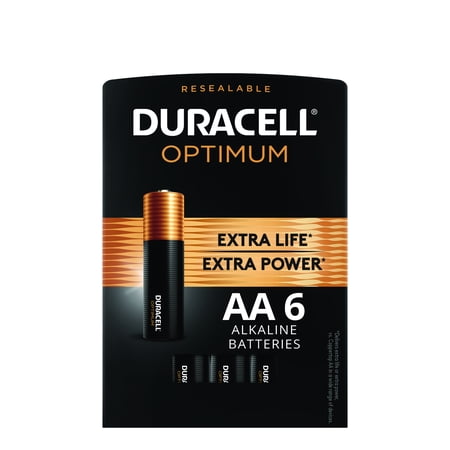 Duracell Optimum AA Batteries, Resealable Package of Double A Batteries, 6 Pack
