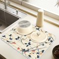 thumbnail image 2 of Yayeee Dish Drying Mat for Kitchen Counter 18" x 24" Microfiber Super Absorbent Coffee Decorative Pad, Beige Leaves Plaid, 2 of 9