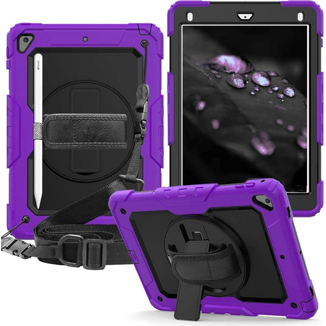 Étui iPad 2018 9.7, Étui de Protection Antichoc Robuste avec Sangle pour iPad Air 2/Pro 9.7/iPad 2017 9.7 Pouces