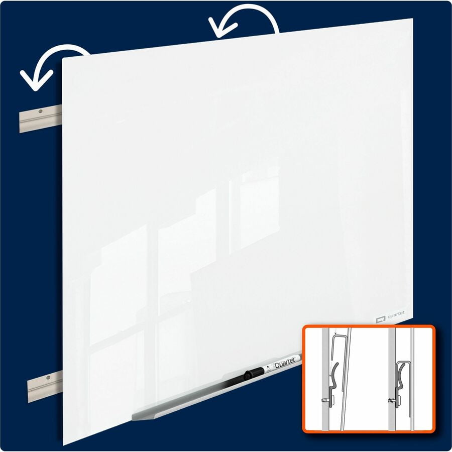 Quartet InvisaMount Magnetic Glass Dry-Erase Board 48 x 36 White Surface
