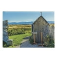 thumbnail image 1 of Outhouse Cutting Board, Old Rustic Wooden Cottage Barn Shed in a Farm Village Image, Decorative Tempered Glass Cutting and Serving Board, Large Size, Dark Grey Sky Blue, by Ambesonne, 1 of 1