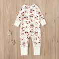 thumbnail image 4 of Qingpeng Newborn Infant Christmas Rompers Boy Girl Long Sleeve Santa Claus Print One Piece Jumpsuit Winter Cotton Linen Comfortable Pajamas Outfits for Kids, 4 of 9