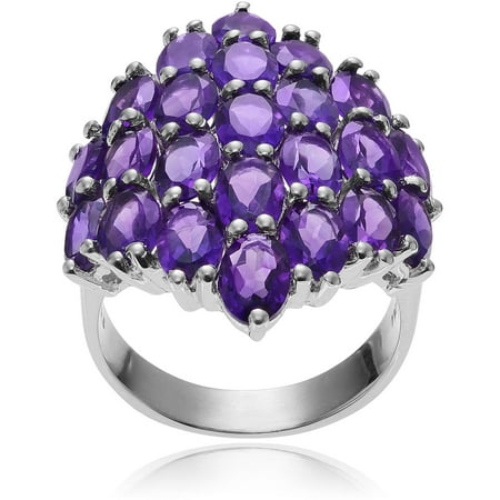 Brinley Co. Women's Amethyst Rhodium-Plated Sterling Silver Cluster Fashion Ring