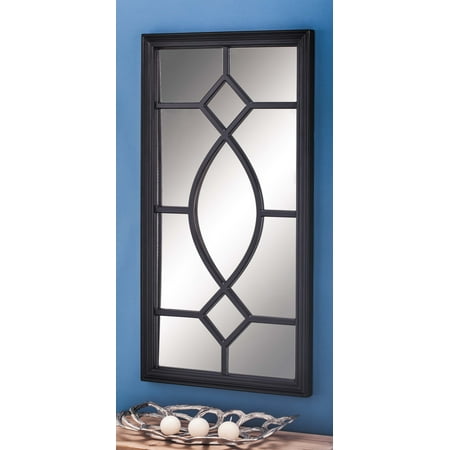 Decmode Modern 44 X 22 Inch Rectangular Wooden Framed Paneled Wall Mirror, Black