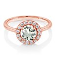 thumbnail image 2 of Gem Stone King 18K Rose Gold Plated Silver Engagement Ring Prasiolite and Moissanite (1.34 Cttw) (Size 7), 2 of 4