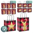 thumbnail image 3 of Live It Up! Party Supplies Christmas Holiday Gift Bag Assortment in Red and Black Buffalo Plaid & Gold (Pack of 12), 3 of 5