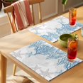thumbnail image 4 of Starfish Coastal Placemats Set of 8 Nautical Summer Beach Coral Place Mats Indoor Wipeable Table Mats Washable Cloth Dining Table Placemats for Kitchen Holiday Party Home Decor 13x19 Inch, 4 of 9