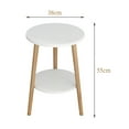 Untyo Round Side Table, White Nightstand End Table with Storage Shelf