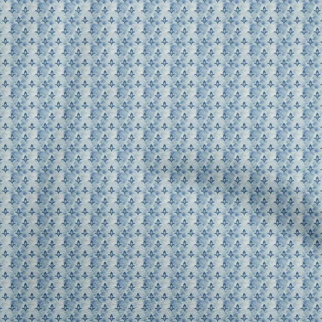 oneOone Polyester Spandex Medium Blue Fabric Asian Geometric Sewing Material Print Fabric By The Yard 56 Inch Wide