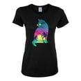 thumbnail image 2 of Neon Beach Sunset Cat California Vibes | Womens Animal Lover Graphic T-Shirt, Black, Small, 2 of 4