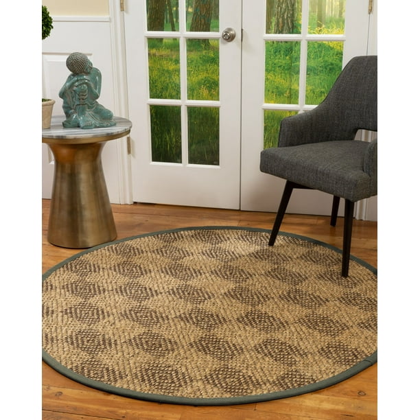 Natural Area Rugs Parson Custom Sisal Rug, 6', Round Green Border