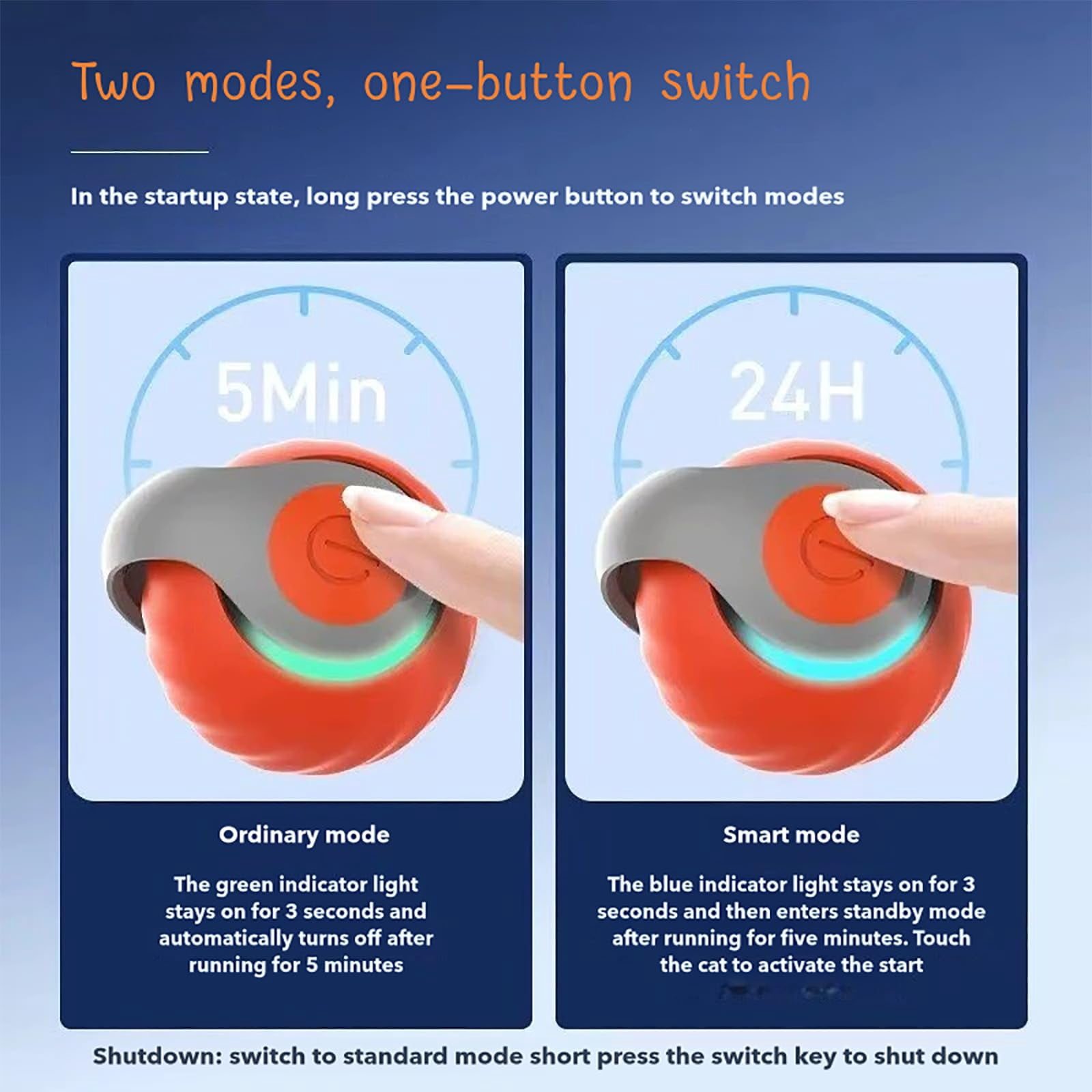 Speedy Tails 2.0, Interactive Speedy Tails Cat Toy for Indoor Cats, Automatic Moving Ball, USB Rechargeable Smart Cat Toys Ball, Two Speed Adjustment, with Replacement Tail