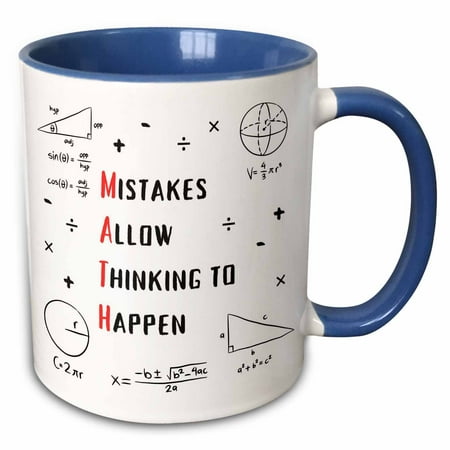 3drose, Math Mistakes Allow Thinking to Happen Mathematics Teacher Student, 15oz Two-tone Blue Mug