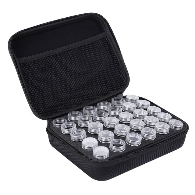 Caja de almacenamiento de herramientas para accesorios de pintura con diamantes, color negro, con 30 ranuras para bordado de diamantes