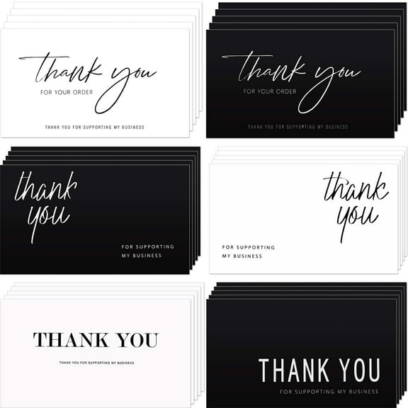 300 Pieces Thank You for Your Order Cards Customer Appreciation Note Cards Thank You for Supporting My Business Card for Small Business Owners Stores Online Retailers 3.5 x 2 Inch(Black, White)