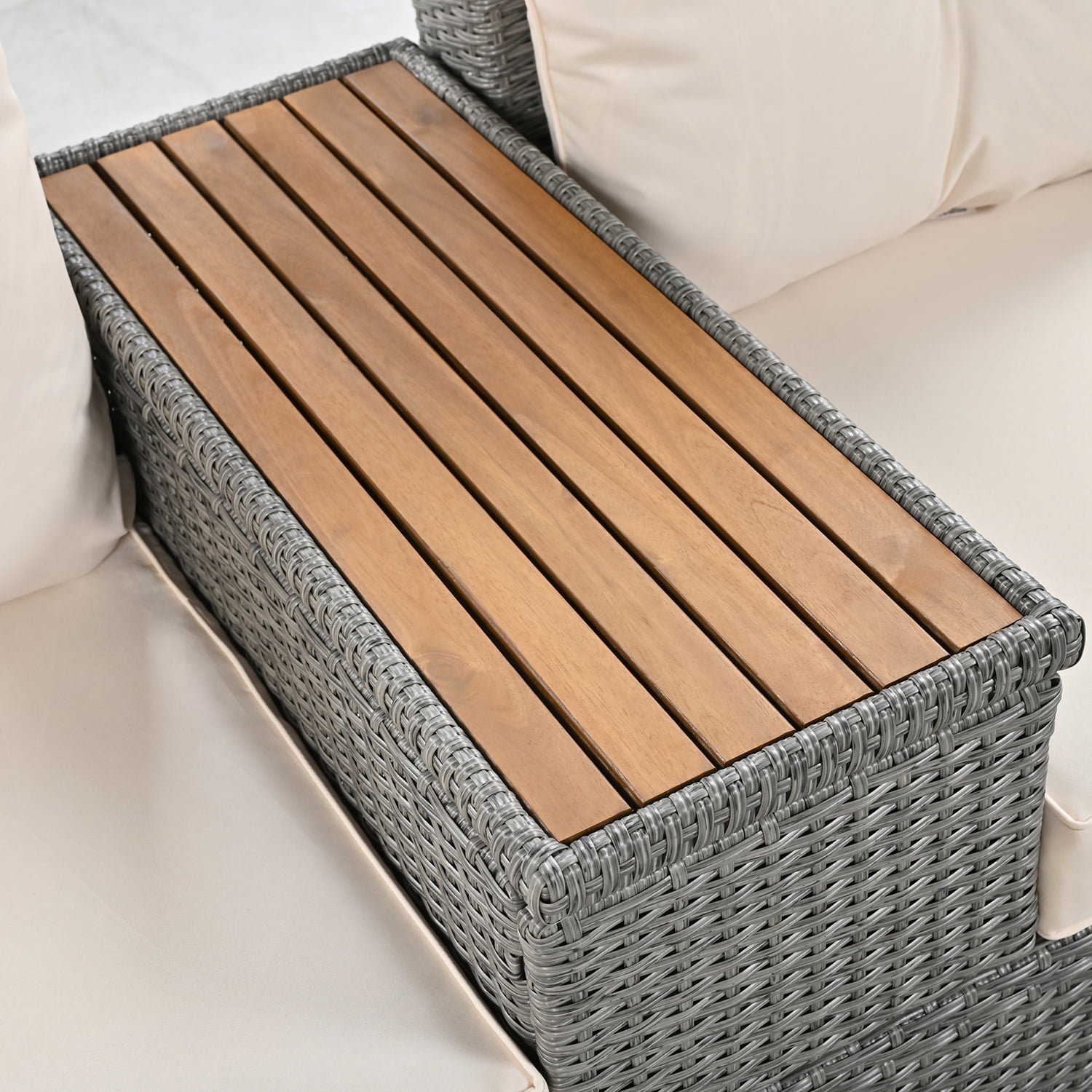 Kadyn Outdoor Comfort Adjustable Loveseat, Armrest with Storage Space, Loveseat Sofa Chairs for Courtyards, Beige Kadyn Outdoor Comfort Adjustable Loveseat, Armrest with Storage Space, Loveseat Sofa Chairs for Courtyards, Beige