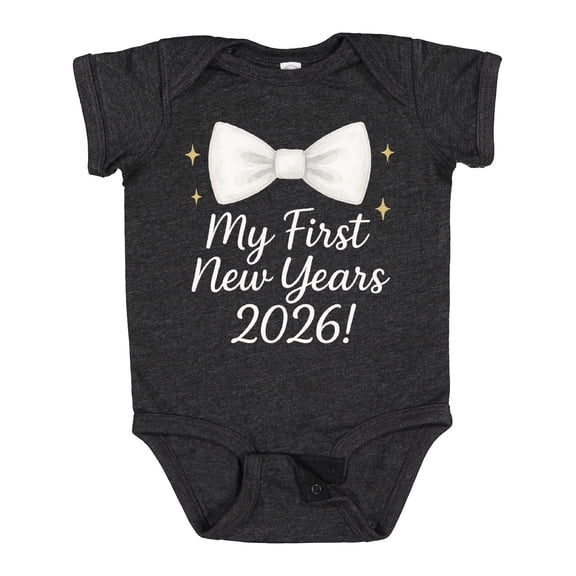 Inktastic My First New Year's 2026 Bow Tie Boys or Girls Baby Bodysuit