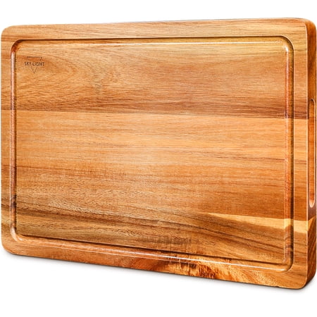 SKY LIGHT 24 Inch Extra Large Wood Cutting Board for Kitchen, Premium Acacia Wooden Chopping Board with Juice Groove, Reversible Heavy Duty Butcher Block Thick Cheese Charcuterie Board