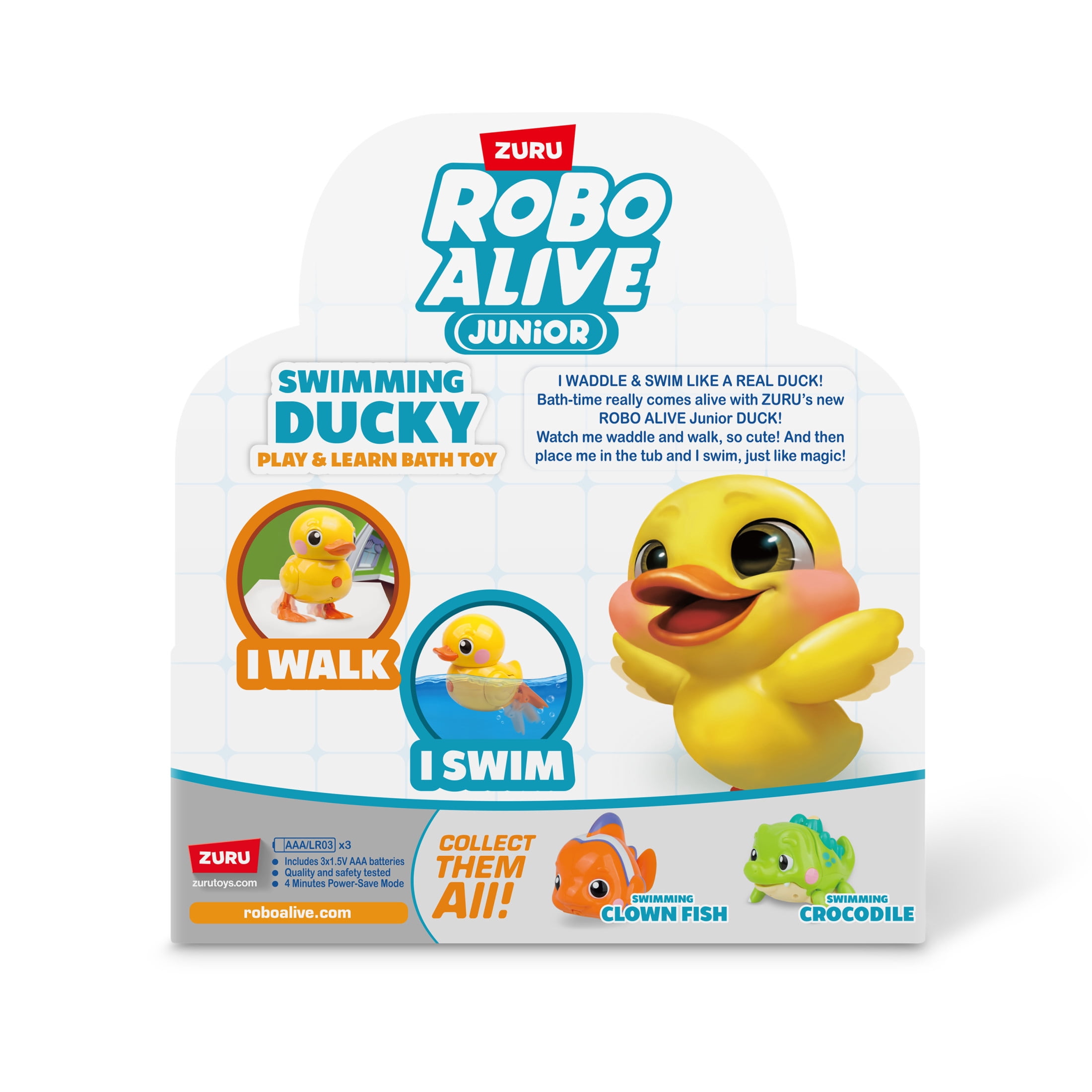 (2 pack) Robo Alive Junior Little Duck Battery-Powered Bath Toy by ZURU, for Child, Teens