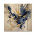 thumbnail image 3 of Designart "Strokes in Dark Blue and Gold IX" Fractals Print on Natural Pine Wood, 3 of 5