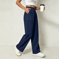 thumbnail image 7 of Atkumj Cotton Linen Pants for Women with Pockets High Waist Button Straight Leg Trouser Pants Casual Solid Color Women Baggy Pants for Everyday Outfit 2XL, 7 of 7