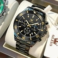 thumbnail image 3 of OLEVS Watches for Men Luxury Analog Quartz Chronograph Business Dress Gold Plated Stainless Steel Moon Phase Waterproof Luminous Date Casual Mens Wrist Watches Reloj Para Hombre, 3 of 10