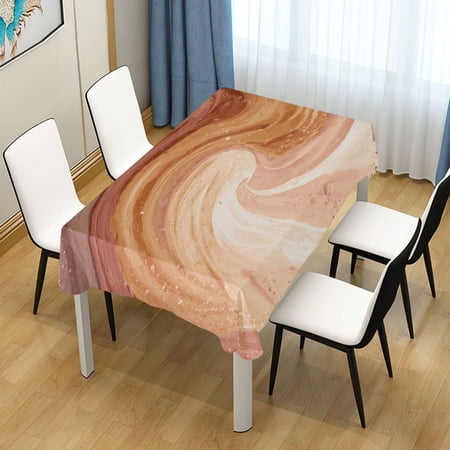 60x90 Inch Tablecloth Polyester Square Tablecloth for Home Kitchen Dinner Decor Brown and Peach Swirling