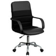 thumbnail image 1 of Mid-Back Black Leather and Mesh Swivel Task Chair with Arms, 1 of 9