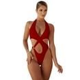 thumbnail image 1 of Traje de baño de una pieza ahuecado de color sólido sexy bikini estilo mujer, 1 of 5