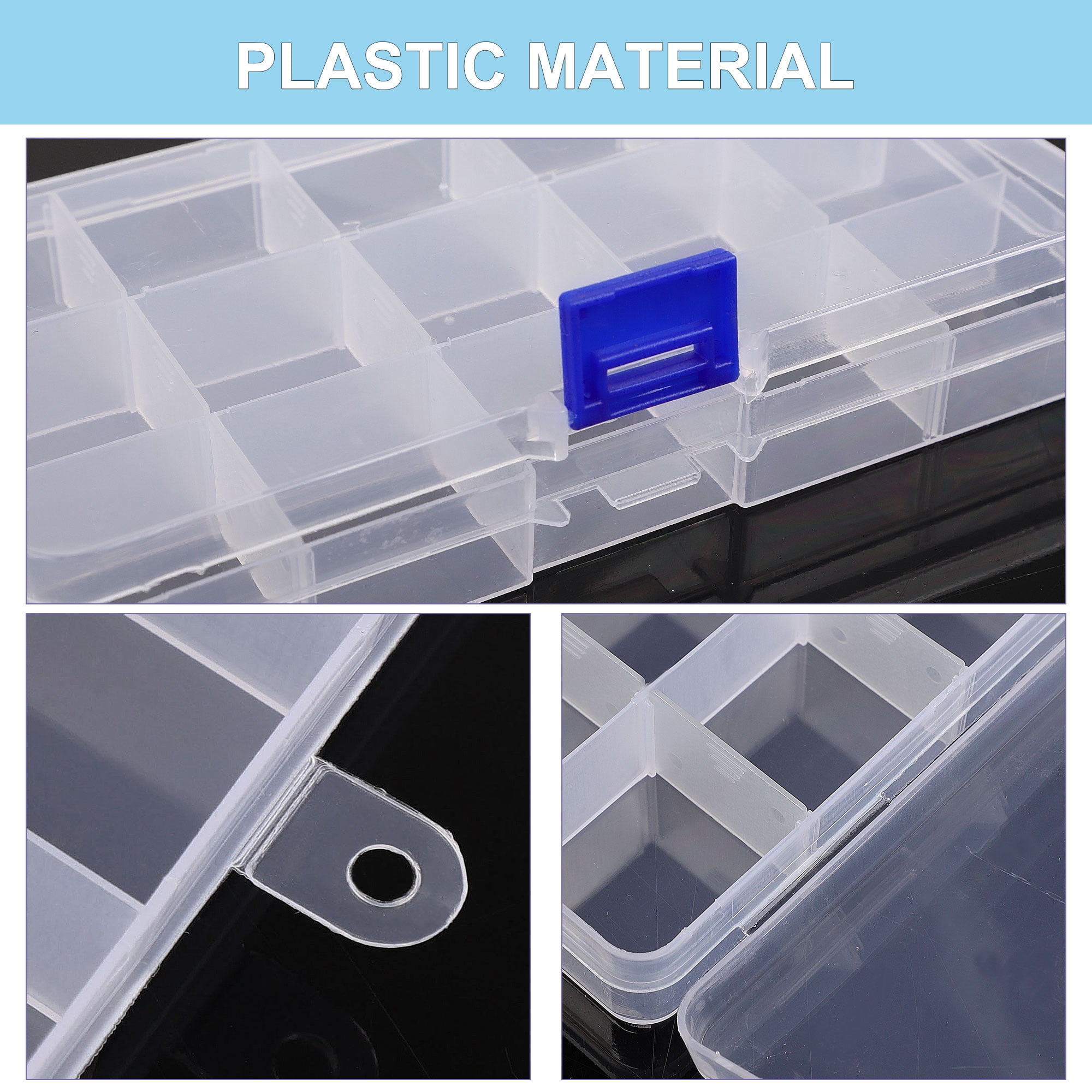 Unique Bargains 3 PCS Plastic Fishing Lure Bait Box Organizer Tackle Trays Case