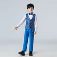 thumbnail image 4 of Nafuu Boys Outfits Set Crew Neck Shiny Solid Vest Trouser For Long Sleeve Vest Pants Holiday Performance Outfit Stylish Home Kids Coordinated Sets,Dark Blue,15-16 Years, 4 of 4
