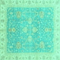 thumbnail image 1 of Ahgly Company Machine Washable Indoor Square Oriental Turquoise Blue Traditional Area Rugs, 7' Square, 1 of 4