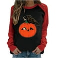 thumbnail image 2 of Hauts pour Femmes Chic Décontracté 2023 Mode Printemps Patchwork Imprimé Manches Longues Col Rond T-Shirt Décontracté Chandails à Capuchon Costumes d'Halloween pour Femmes en Liquidation, 2 of 5