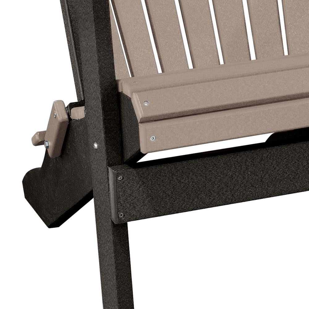 OS Home and Office Model Fan Back Folding Adirondack Chair in Weatherwood with a Black Base