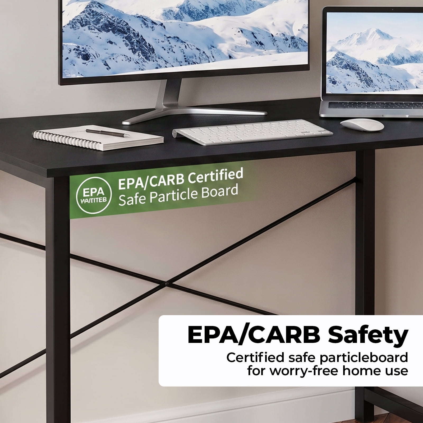 Alvantor Computer Desk 40 Inch, Modern Writing Desk for Home Office with Storage Bag & Hook, Small Office Desk for Small Spaces
