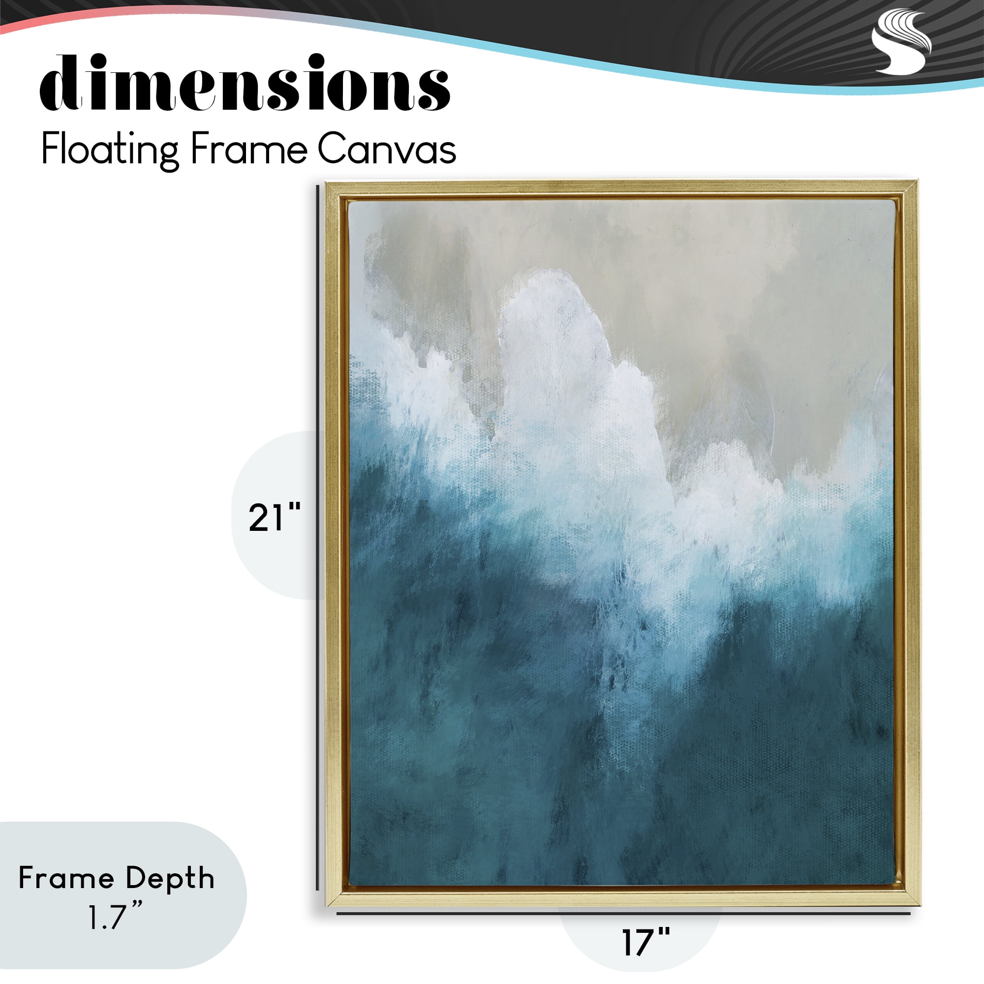 Stupell Industries Aerial Tide Abstraction Gold Framed Floater Canvas Wall Art, design by Denise Brown
