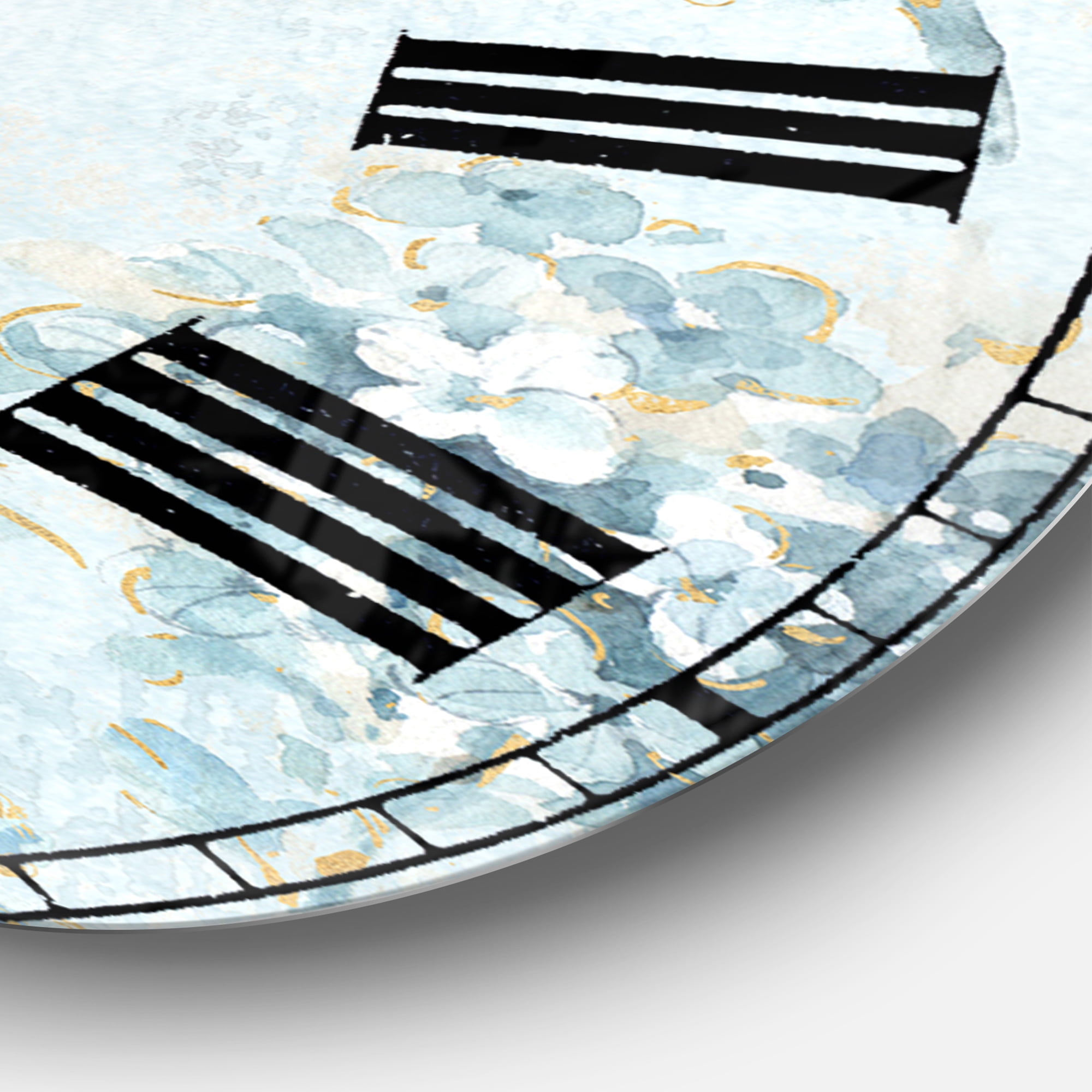 Designart 'Indigold Watercolor Flower III' Traditional wall clock