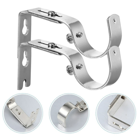 Raindrops Iron Curtain Rod Brackets 2Pcs Heavy Duty Curtain Rod Holder Perforated Wall Installation Silver Square