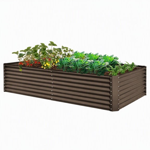 Galvanized Raised Garden Bed 8x4x2 ft Outdoor Metal Planter Box for Vegetables Flowers and Herbs with Open Base