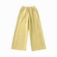 thumbnail image 5 of Ccpelsie Girls Spring Casual Lounge Pants Wide Leg Loose Fit Sweatpants Elastic Waist Drawstring Joggers for Home Comfort(A01-Yellow,6-7 Years), 5 of 7