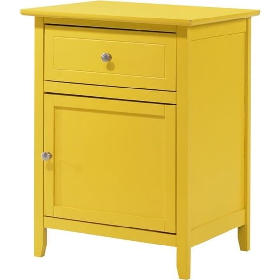 Glory Furniture Izzy Solid Wood 1-Drawer/1-Door Nightstand in Yellow