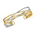 thumbnail image 1 of 14K Yellow and White Gold Polished Slip-on Cuff Bangle Bracelet, 1 of 4