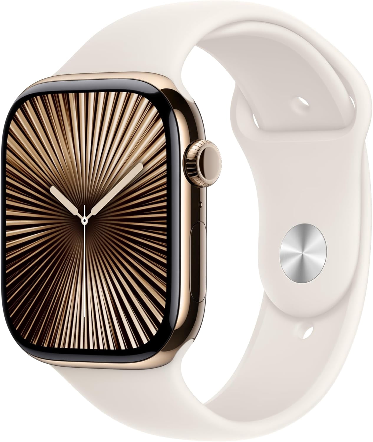 Pre-Owned Apple Watch Series 10 GPS + Cellular 46mm Gold Titanium Case with Sport Band - M/L - Starlight