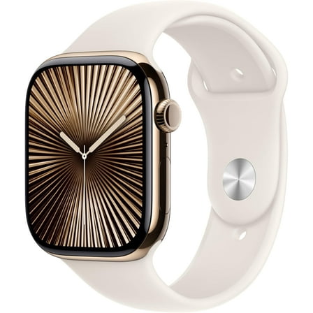 Pre-Owned Restored Apple Watch Series 10 GPS + Cellular 46mm Gold Titanium Case with Starlight Sport Band - M/L