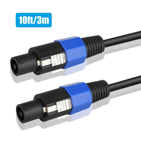 Pin Connectors Speaker Wire Professional Speaker Cable 14AWG Patch Cords, EEEkit Speakon to Speakon Audio Amplifier Cord, Male PA/DJ Speaker, 2 Conductor Connector, 10 FT Heavy Duty Wire Delivers Sound, Black ()